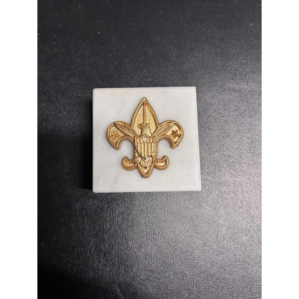 Boy Scout Paper Weight Marble 2” Square